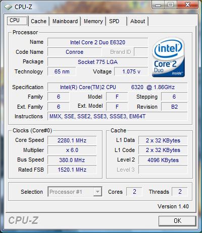 Разгон Intel Core 2 Duo E6320