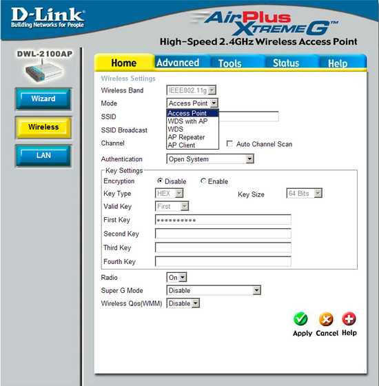 Управление D-link DWL-2100AP
